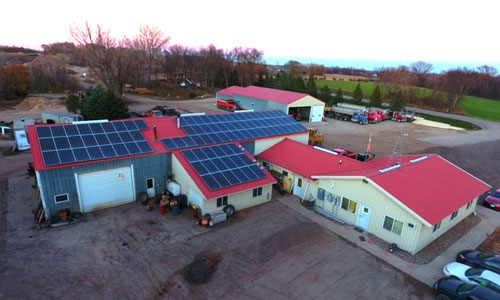 Solar PV on top of Timm's Trucking in Morristown, MN