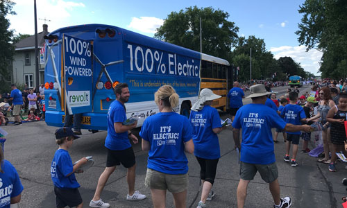Electric school bus takes part in Lakeville Pan-O-Prog parade