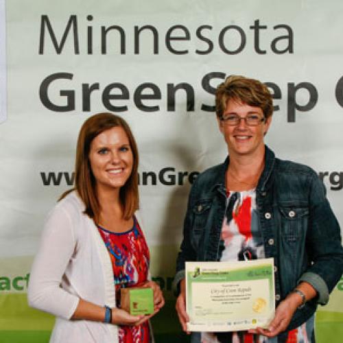 Coon Rapids accepts their award for Step 1 of GreenStep Cities