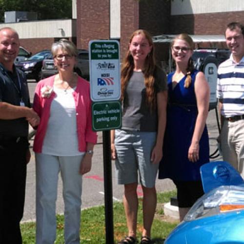The city of Bemidji, Bemidji State University, North Country Electrical Services, Inc., and Otter Tail Power Company partnered to provide electric vehicle charging stations and related equipment