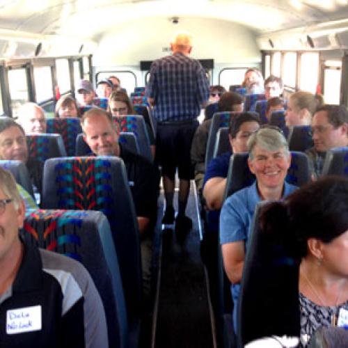 Bus tour of Warren, MN clean energy projects