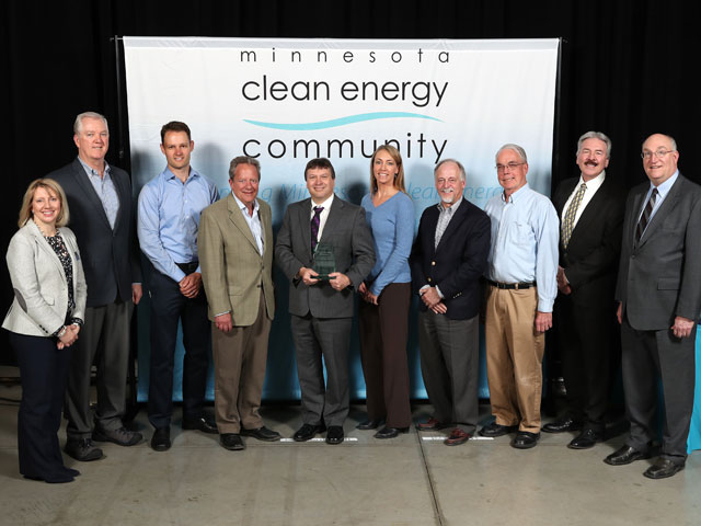 Minnesota State University Mankato and Ameresco pictured with Commerce Commissioner Jessica Looman and Deputy Commissioner Bill Grant