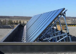 Solar thermal collectors on the roof of the Lund Center