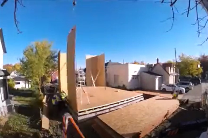 Screen grab from timelapse smart wall construction video