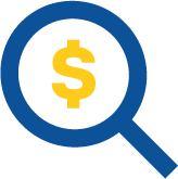 magnifying glass with dollar sign