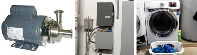Improvements from left to right: Milk pump, Variable frequency drive, and ENERGY STAR washing machine