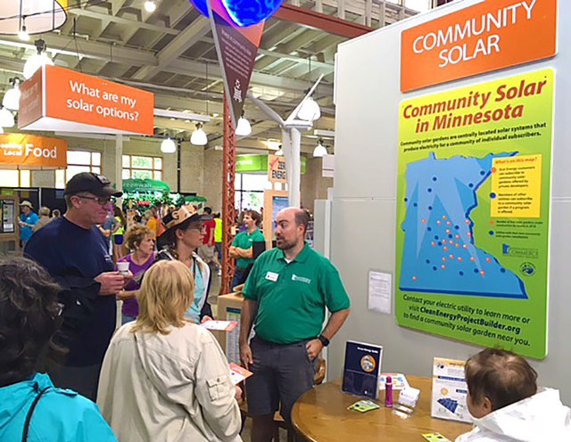 Community solar garden display in the Eco Experience Energy Home exhibit