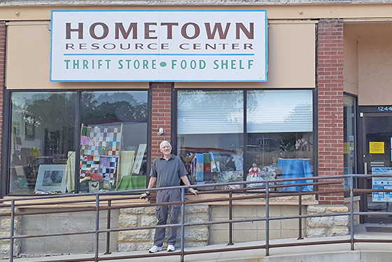 Tom Parlin in front of Hometown Resource Center
