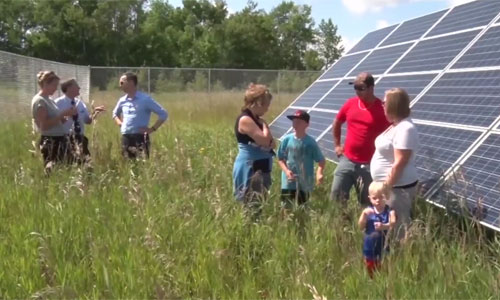 Screenshot from LPTV news segment on Leech Lake community solar gardens