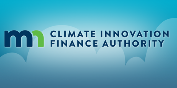 A blue background with the text MN Climate Innovation Finance Authority