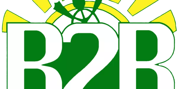 Back to basics logo, outline of sun with a turtle in front