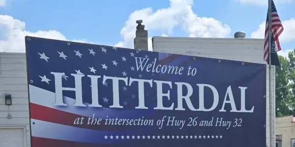 City of Hitterdal banner with blue city; photo credit: City of Hitterdal