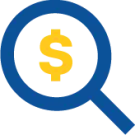 magnifying glass with dollar sign