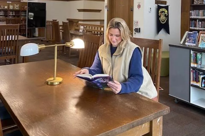 Library Patron Enjoying the Lighting Upgrades