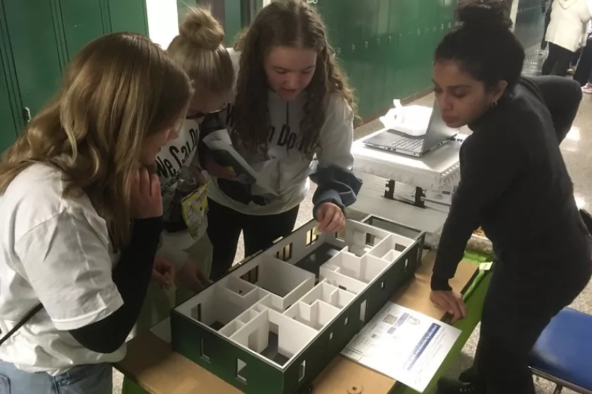 Just Housing’s Leah Karmaker teaches local students about high-performance building design