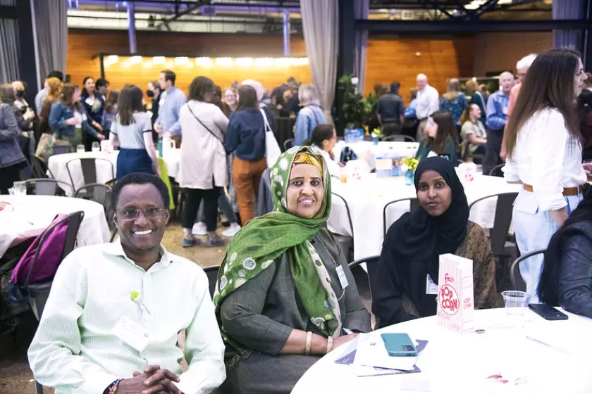 Group photo at a table