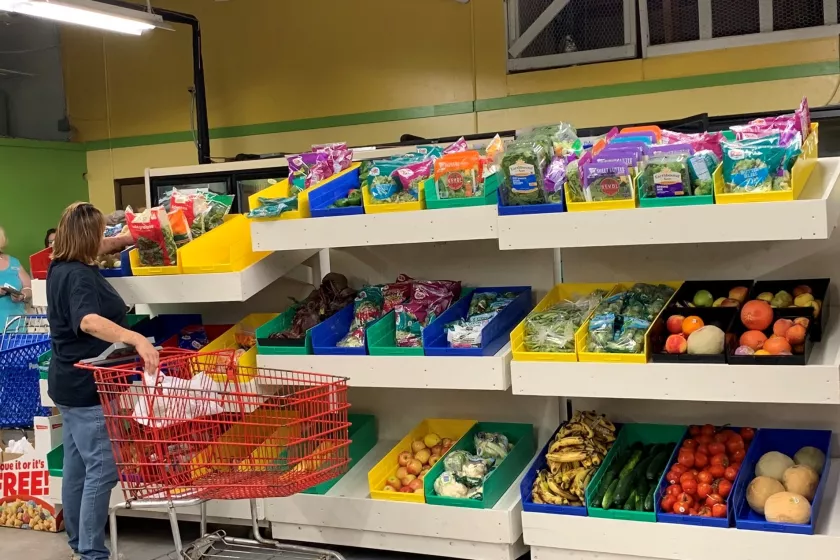 Shopper at a food shelf in Bemidji