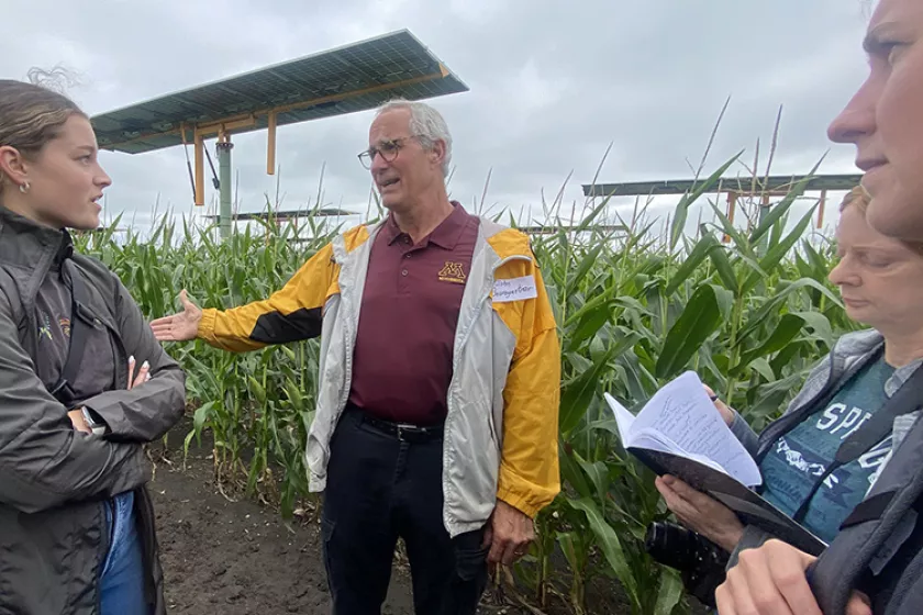 speaking in an agrivoltaic field