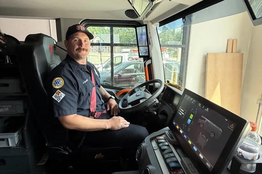 Sullivan inside the truck