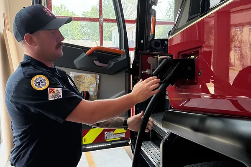 Sullivan charging the truck