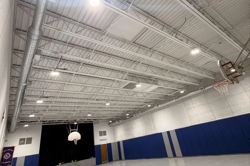 Series of LED installation of a gymnasium ceiling