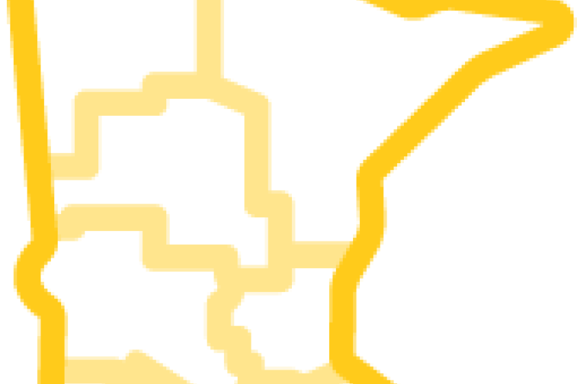 State of MN outlined in yellow