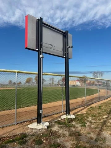 The new scoreboards are powered up and ready to go.