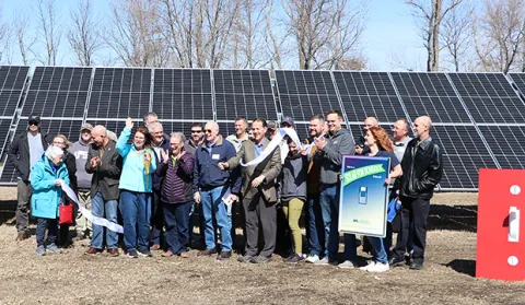 ribbon cutting at solar for schools installation