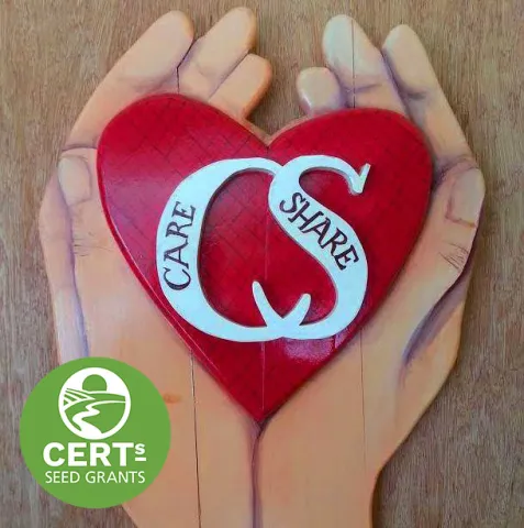 Care Share (image of a heart with "CS" initials held in the center of two palms).