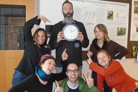 group with a clock