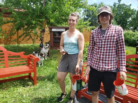 Aaron Backs (right) working with Frogtown Green.