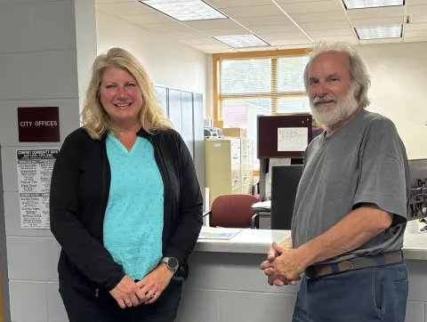Comfrey’s City Clerk and Treasurer, Tammy Kelly and Mayor Gary Richter.