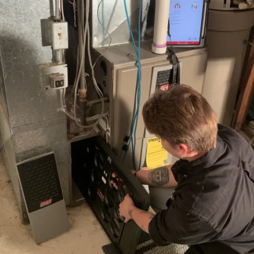 Utility boxes getting inspected.