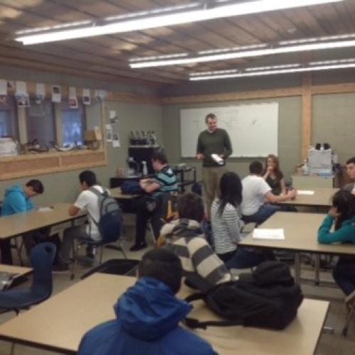 Students attending class in the Shakopee Environmental Learning Center (SELC)