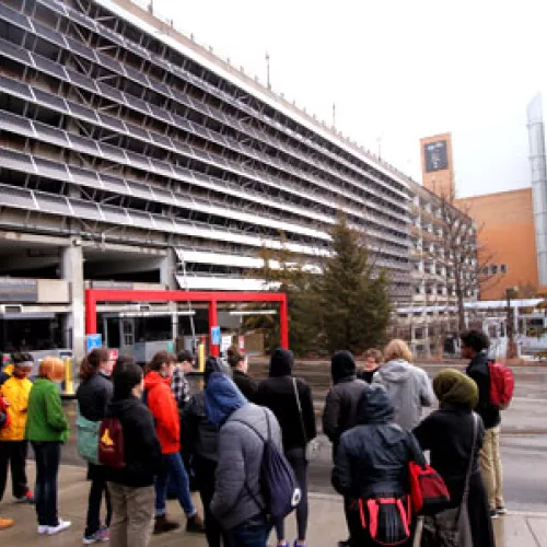 Students touring Saint Paul EcoDistrict