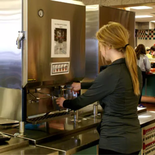 Staff tracked data on milk consumption and cost, energy consumption and cost, water usage and cost, labor, and waste and recycling generation both before and after dispensers were installed.