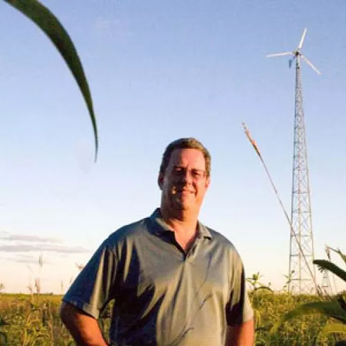 Jake Jacobsen with his wind turbine