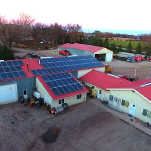 Solar PV on top of Timm's Trucking in Morristown, MN
