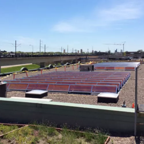 Solar array financed with PACE atop the Greenway Office Building in Minneapolis