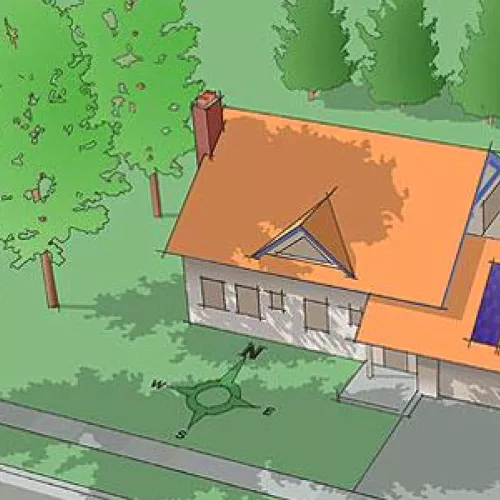 Deciduous trees planted on the south and west sides will help keep your house cool in the summer and allow sun to shine through the windows in the winter. | Graphic DOE