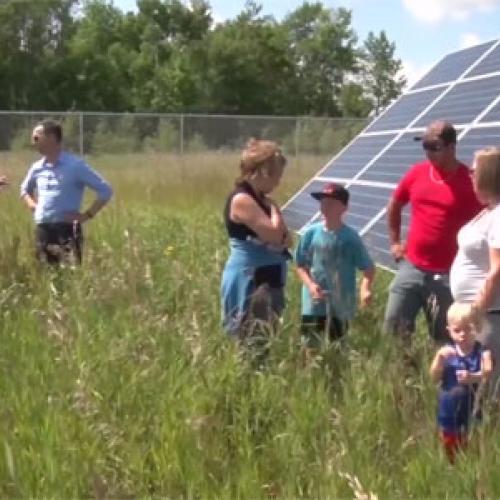 Screenshot from LPTV news segment on Leech Lake community solar gardens