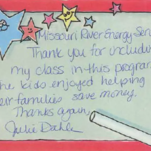Thank you note from the teacher