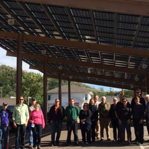 SE CERT tours Red Wing solar projects, including this carport at City Hall