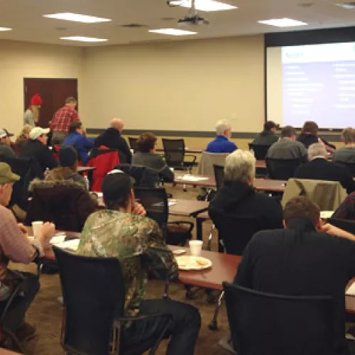 Farmers gathered at dairy efficiency event at People's Coop