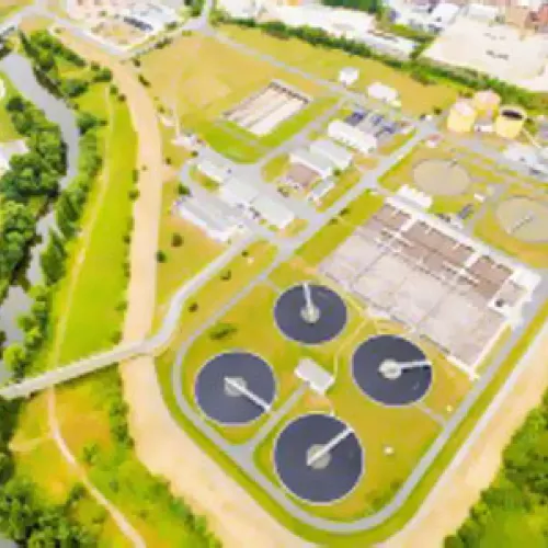 Wastewater treatment plant from above