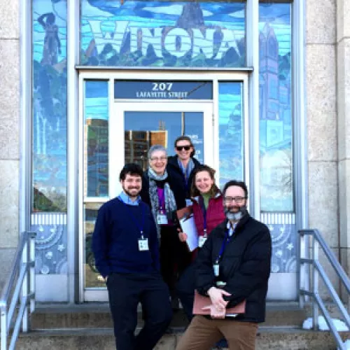 Business Blitzers (left to right): John Howard, City of Winona; Chris Meyer, SE CERT coordinator; Sadie Neuman, City of Winona; Alexis Troschinetz, CERTs; Joel Haskard, CERTs