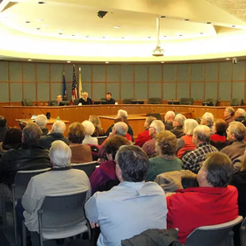 A packed City Hall in Woodbury for a 2012 SolarWorks workshop
