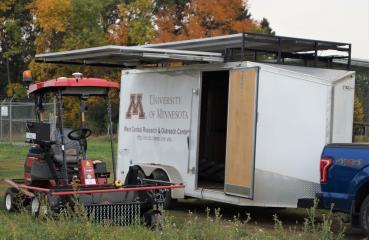 Cowbot with solar trailer, courtesy of West Central Research and Outreach Center