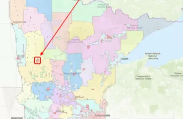 Minnesota map with Detroit Lakes Utilities circled and labeled