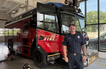 Bryan Sullivan with fire truck